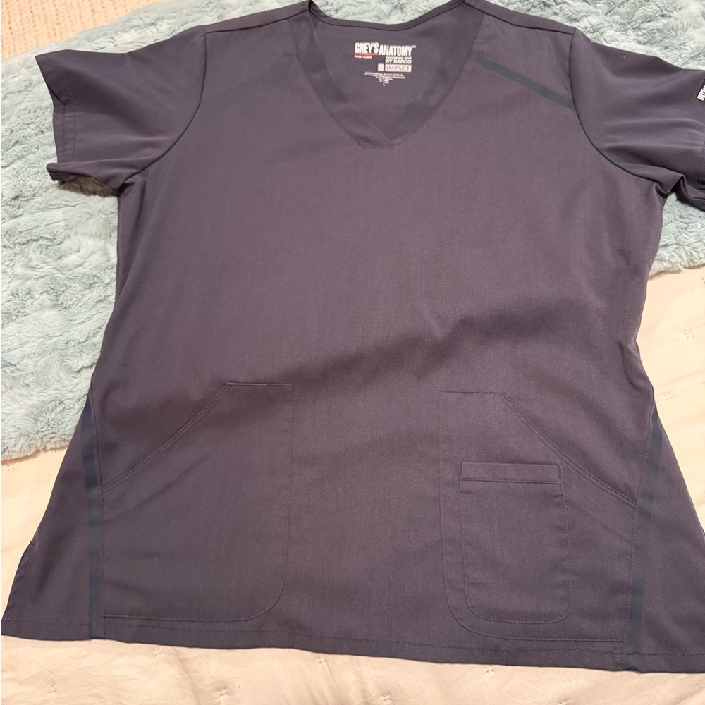 Grey's Anatomy by Barco Women's V-Neck Scrub Top Charcoal Gray Size Large
